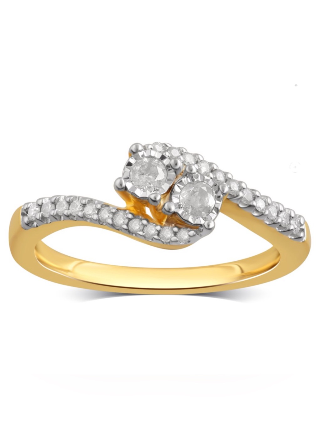 Yellow Gold Two-Stone Diamond Accent Ring